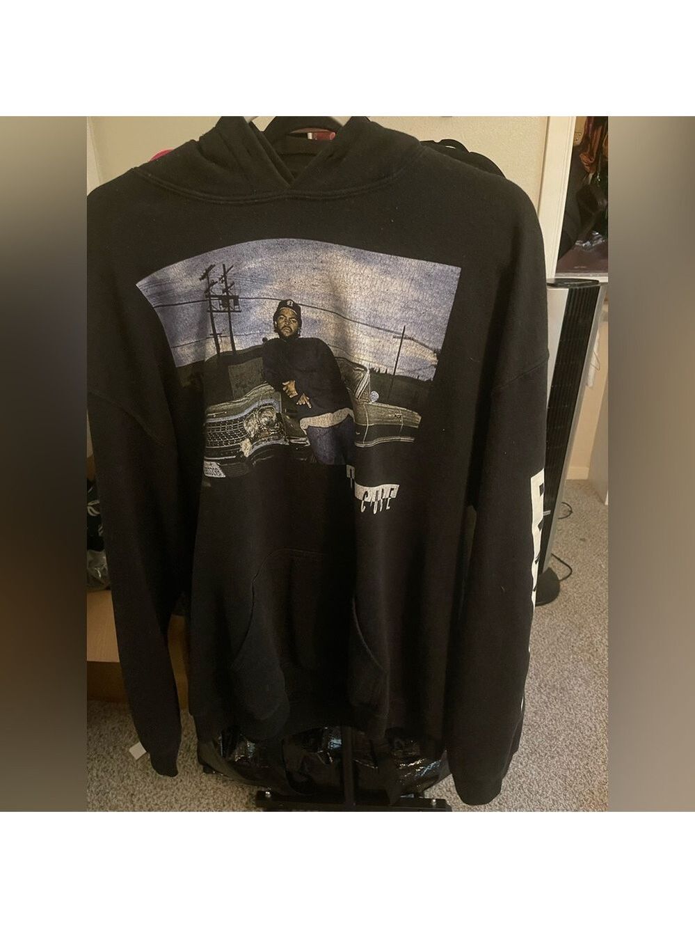 Ice Cube Black Crewneck Sweater with Graphic Print